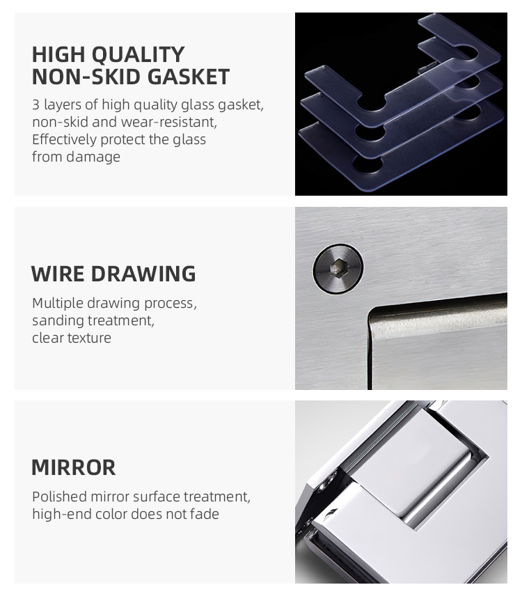 135 Degree Shower Screen Hinge with Square Glass Design and Self-Closing Function