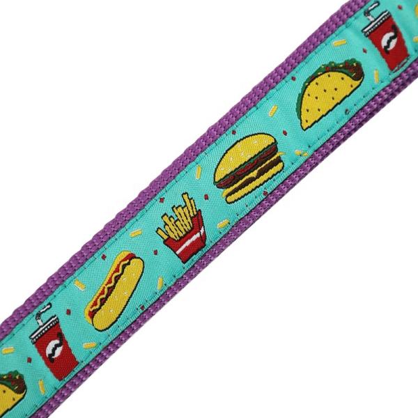 Cute Pattern Adjustable Dog Collar Half Metal Dog Harness And Leash