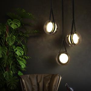 Wholesale Nordic Modern Pendant Lights Glass Leather Belt Yo-yo Hanging Lamp(WH-GP-168) from china suppliers