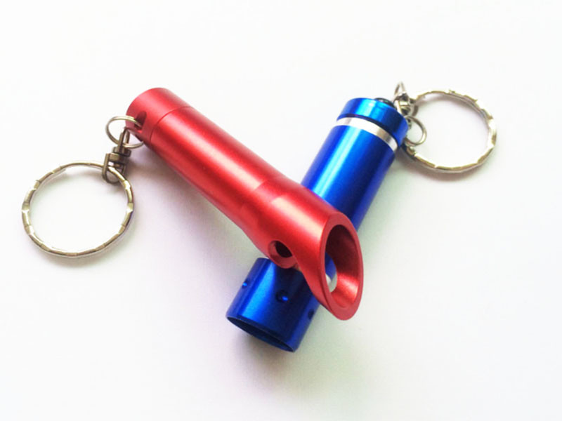 Personalized Anodized Laser Etch Aluminum Keychain Beer Bottle OpenerLED Flashlight, Promotional Key Ring