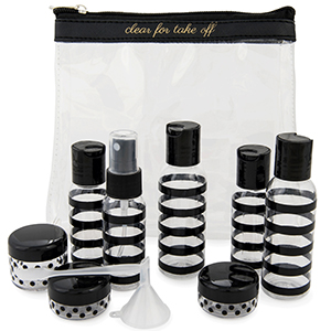 tsa approved toiletry bag, toiletry bag for women, tsa toiletry bag, travel bottles, Miamica