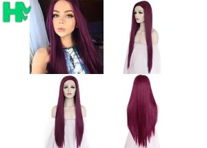 Wholesale Cosplay Long Straight Hairnet Wig Synthetic Pure Red Color For Women Wave Party from china suppliers