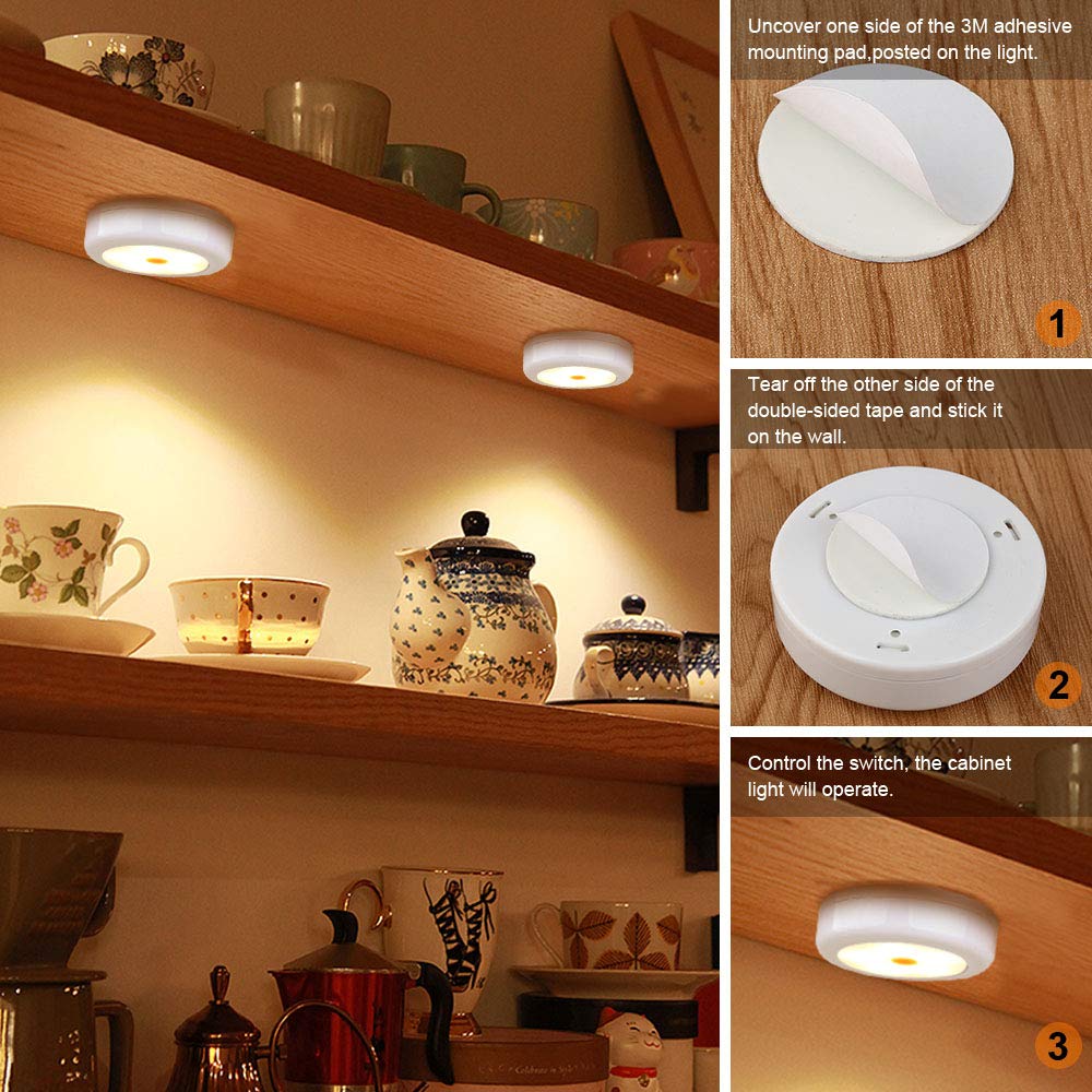 4.5VDC Battery Powered Led Wardrobe Lights 0.5W Remote Controlled Puck Lights