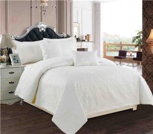 Wholesale White Quilts 5pcs Microfiber Bedding Set Quilt Pillowshams Pillow from china suppliers