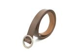 Taupe Women's Fashion Leather Belts For Coat Jeans Round Pearl Plating Buckle