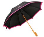 Ladies Wooden Handle Umbrella , Fold Away Umbrella With Curved Wooden Handle