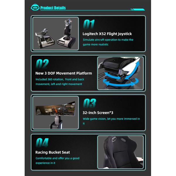 Metal 9D Cinema Game Plane Aircraft Virtual Reality Pilot Simulator