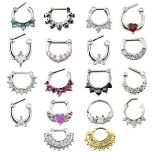 Wholesale Women Septum Pierced Clicker Jewelry Trendy Septum and Nose Piercing Zircon Nose Hoop Rings Body Piercing Jewelry Septum from china suppliers