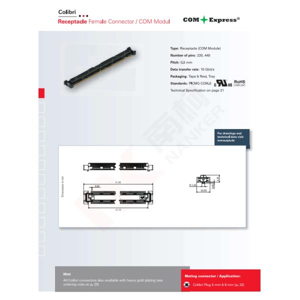 Medical Industrial Board To Board Connector Plug COM Express Connectors