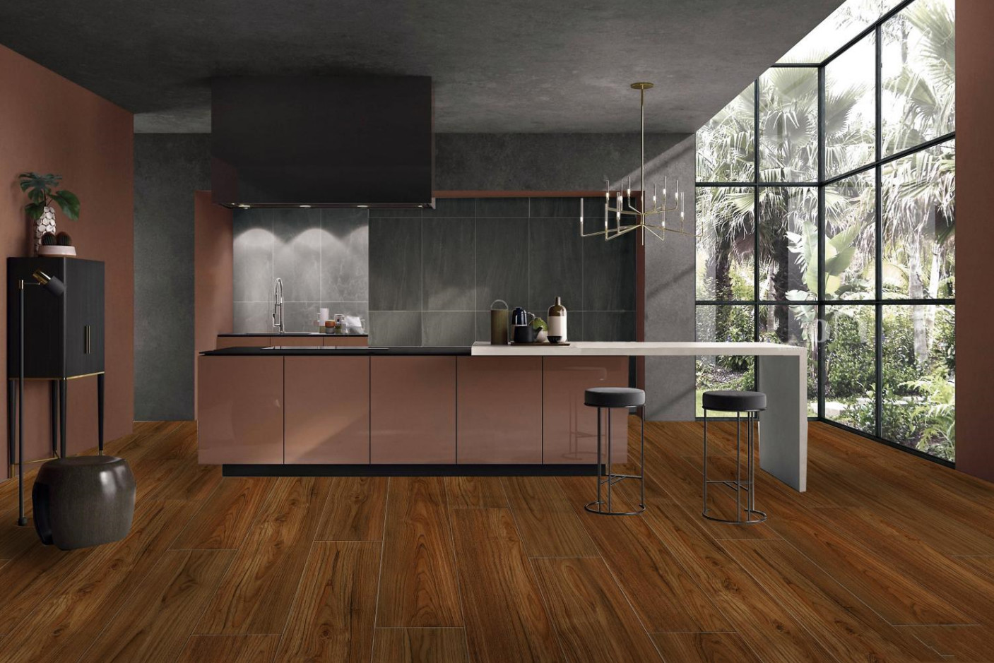 5mm SPC Sheet Flooring Eco Friendly Corrosion Resistant Ultra Light Teakwood Burlywood GKBM JR-W17020