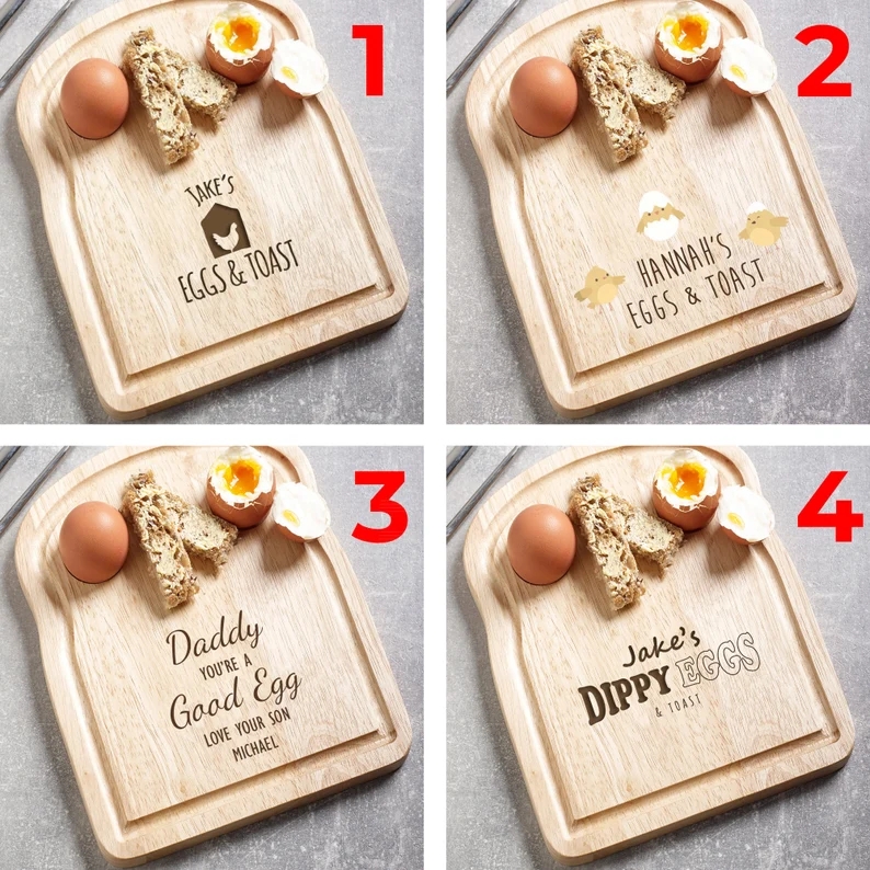 Personalised Egg & Toast wooden Board| Breakfast Dippy Eggs Board Personalized Egg Cup