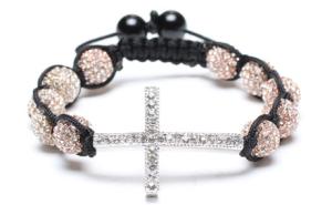 Wholesale Shamballa Bracelet, Crystal Pave Alloy Beads, Silver Plated Brass Cross from china suppliers