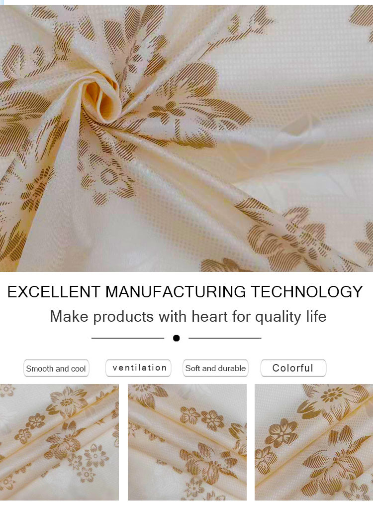210CM Polyester Mattress Fabric Warp Knitted Printed Cloth Gold Powder Cloth Ground Wool