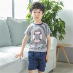 Korean Version Children's Style Clothing , Printed Striped Childrens Summer