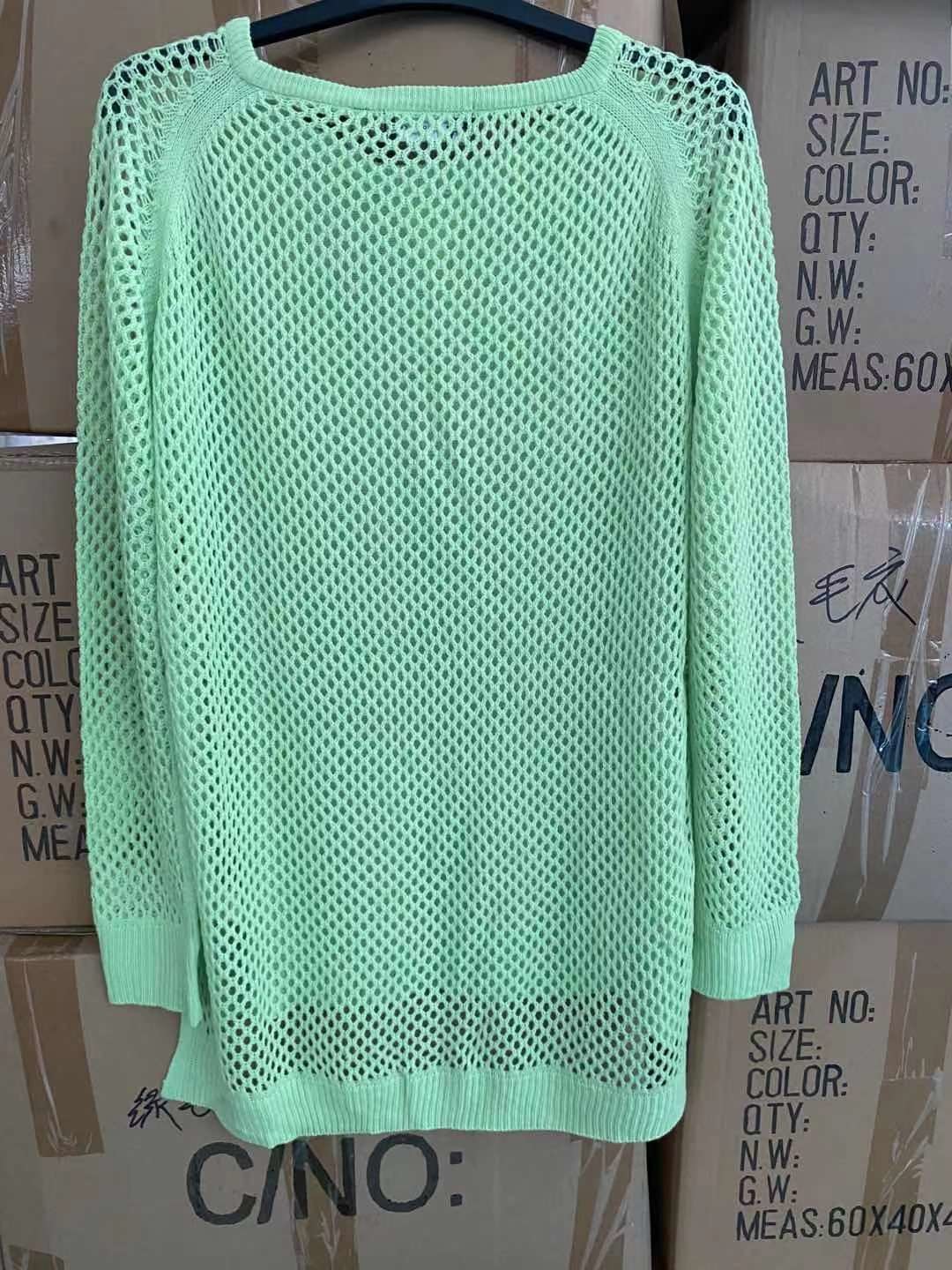 82% Cotton 18% Polyamide Ladies Pullover Sweater Loose Knitted