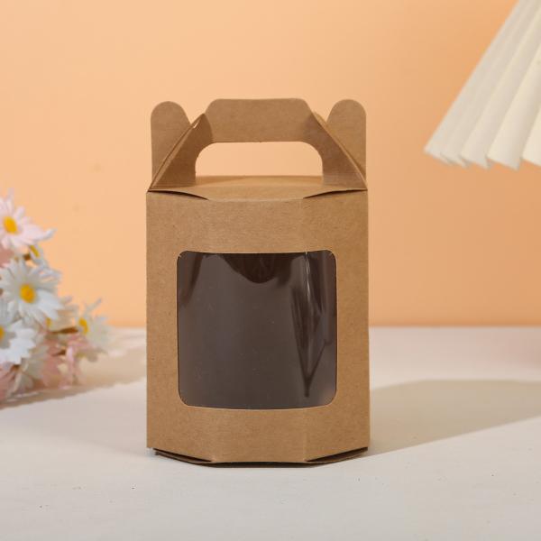 Joyful Festive Corrugated Display Boxes Octagon Handheld Folding Gift Box Clear Window