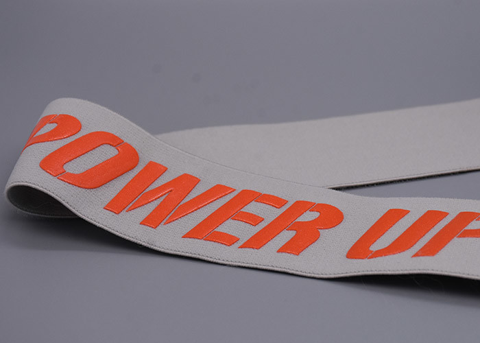 Shiny Silicone Logo 47mm Wide Non Slip Elastic Band For Garments