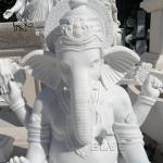 Lord Ganesh Statues Marble Sculpture Life Size Hindu God Garden Statue White