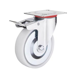 China 4inch White Plastic Industrial Wheels Double Brake Lockable PP Caster Wheels Supplies China on sale