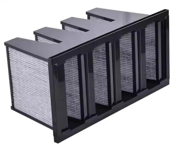 Compact Air Filters For HVAC Systems , Carbon Fiberglass Filter V Bank Hepa