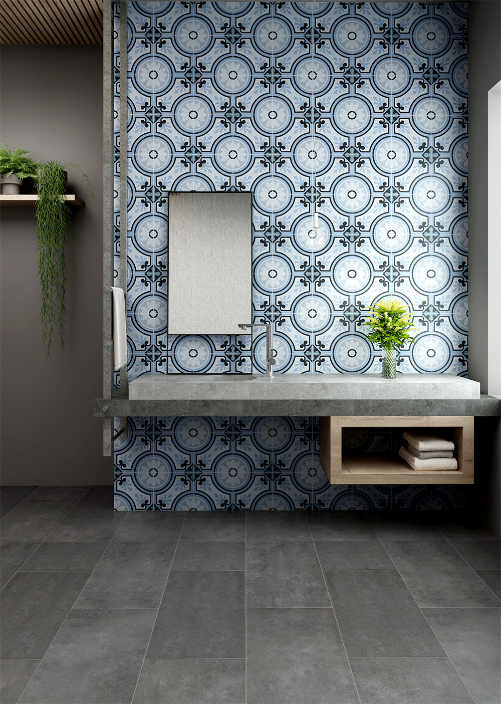 Blue 200x200mm Eco-Friendly Ceramic Rustic Tiles For Living Room And Durable Wall Tile For Kitchen