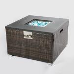 Outdoor 40,000 BTU Stainless Steel Burner Square Gas Fire Pit Metal Lid Cover