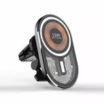 Aluminum Alloy Magnetic Wireless Car Charger Punk 15W Transparent Fast Charging