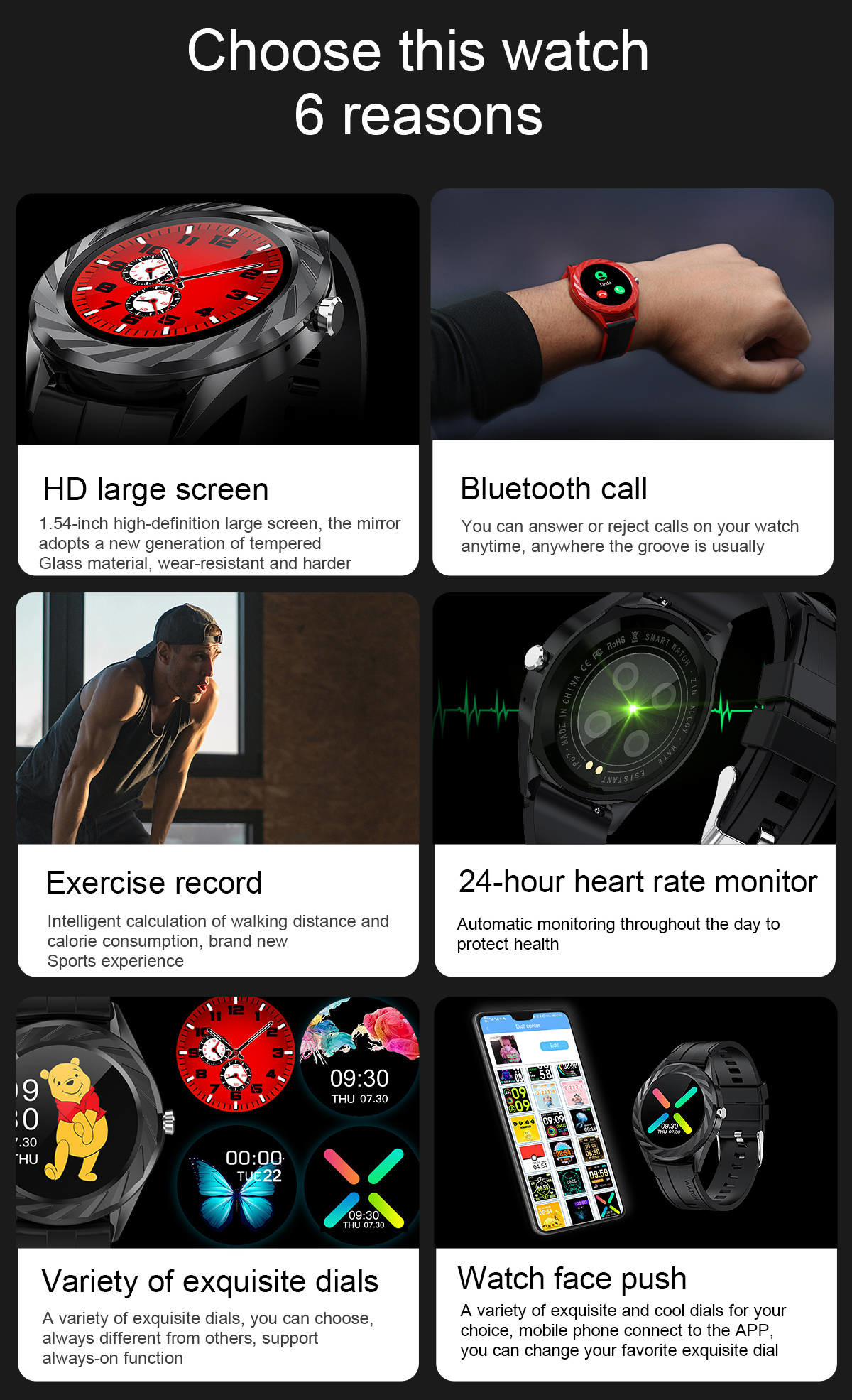 1.54 Inch Sleep Monotoring Smart Watch Music Control Weather Push For Women Sporting