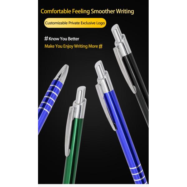 Office School Metal Barrel Ballpoint Pen 1.0mm Classic Aluminum Retractable Ball Pen