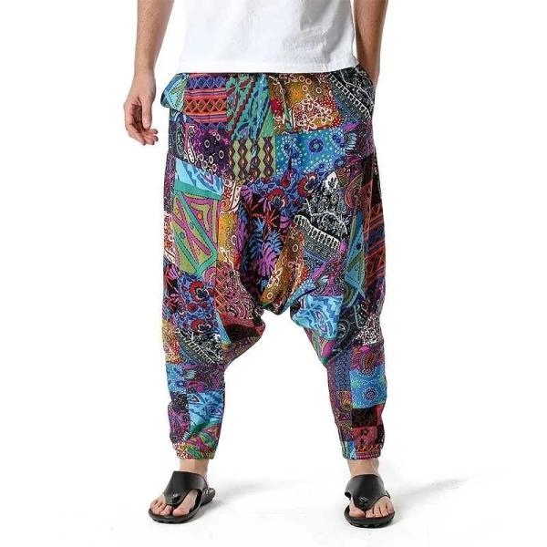 Sublimation Printed Drop Crotch Sweatpants Baggy French Terry Sportswear