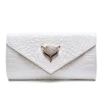 2016 new leather female fox head inlay diamond evening bag clutch leather clutch