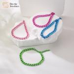 Personalized Jewelry Stainless Steel Colorful Cuban Link Chain Bracelet Women