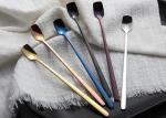 Long Handle Coffee Mixing Spoon , Dazzling Gold Plated Metal Mixing Spoon