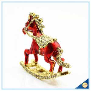 China Enamel Metal Trojan Shape Trinket Box Animal Series Rhinestone Jewelry Box SCJ730 on sale