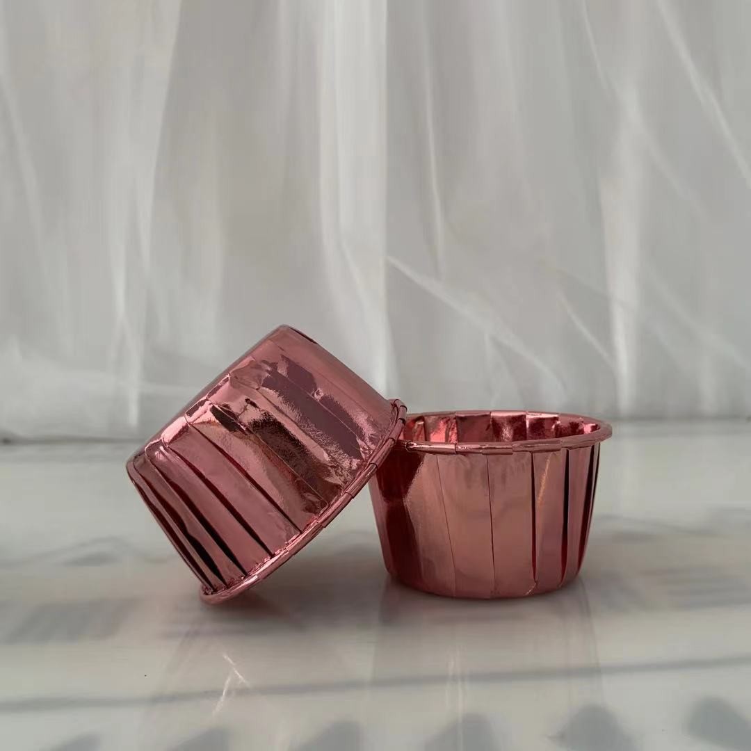 Aluminum Metallic Rose Foil Paper Baking Cups Muffin Cake Mold