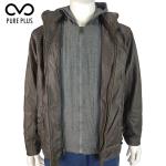 Short Mens Light Padded Jacket Fake 2 In 1 PU / Industrial Fleece Hooded Coat