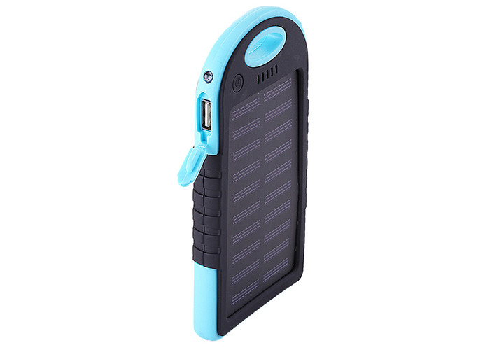 Blue Waterproof Solar Charger For Android Phone 4000mAh With 5pcs Led Light