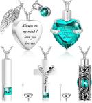Urn Necklace For Ashes Keepsake Cremation Heart Cross Cubic Jewelry For Ashes