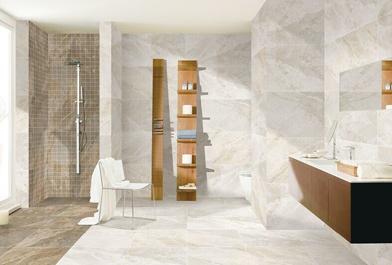 Braccia Beige Marble Look Porcelain Tile Smooth Texture Three Dimensional