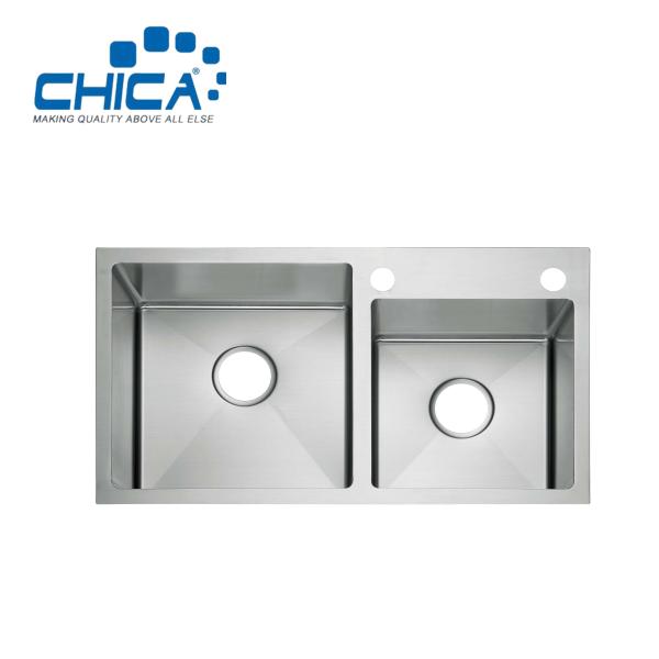 Handmade House Kitchen Sinks Double Bowl SUS304 Stainless Steel Kitchen Sinks