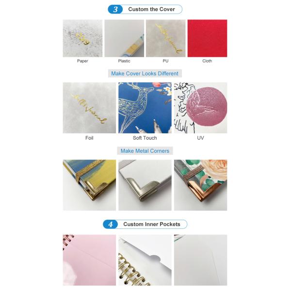 Custom Printing Hardcover Wedding Planner Notebook Spiral Binding Diary Journal Notebook