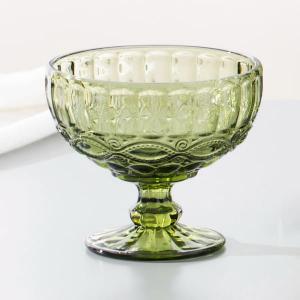 Green Dessert Vintage Glass Trifle Bowl Footed 350ml 12 Oz Lead free