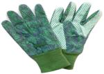 Green Knit Wrist Working Hands Gloves Green PVC Dot Grip Garden Cotton Canvas