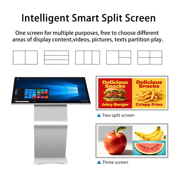 49-Inch S-Shape Landscape Advertising Display Interactive Query Machine 4K Touch Kiosk Commercial Information Board