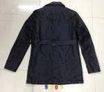 9003 Men's black pu fashion long jacket coat stock