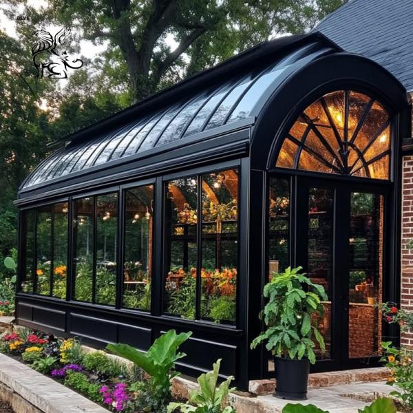 Glass Sunroom Entrance Door Wrought Iron Waterproof Greenhouse Metal Villa House