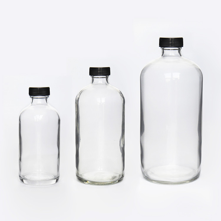 Black Lid 8oz 16oz 32oz Empty Glass Wine Bottles For Drinking