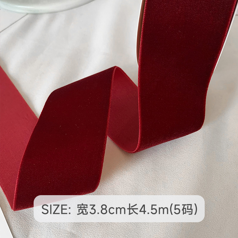 38mm Double Faced Velvet Ribbon 3.8cm Dark Red Velvet Ribbon