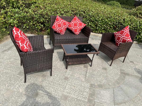 China Factory Wholesale Rattan Sofa Waterproof Design Indoor Outdoor Sofa Table
