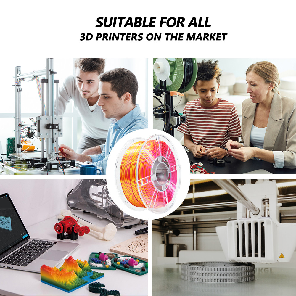 High Strength PLA+ Filament Diameter 1.75mm Silk Tri-color Rose Red Gold Green 3d printing filament